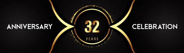 Years Anniversary Celebration Logotype Circle Glitter Sparkle Black Background Premium — ストックベクタ