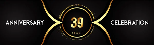 Χρόνια Εορτασμός Επετείου Λογότυπος Κύκλο Λάμψη Λάμψη Μαύρο Φόντο Premium — Διανυσματικό Αρχείο