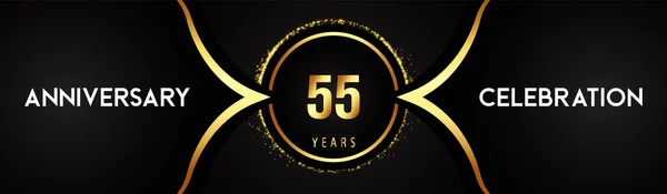 Річний Ювілейний Логотип Святкування Блискітками Кола Чорному Тлі Преміум Дизайн — стоковий вектор