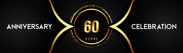 Years Anniversary Celebration Logotype Circle Glitter Sparkle Black Background Premium — Stock vektor