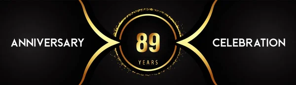 Χρόνια Επετειακή Γιορτή Λογότυπος Κύκλο Λάμψη Λάμψη Μαύρο Φόντο Premium — Διανυσματικό Αρχείο