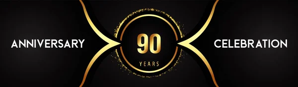 Years Anniversary Celebration Logotype Circle Glitter Sparkle Black Background Premium — Stock vektor