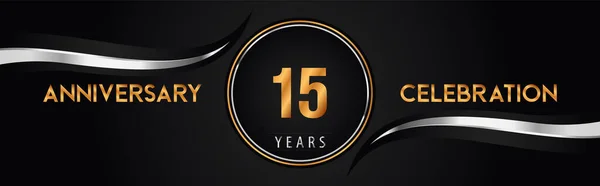 15E Gouden Zilveren Verjaardag Logo Vector Premium Design Voor Het — Stockvector