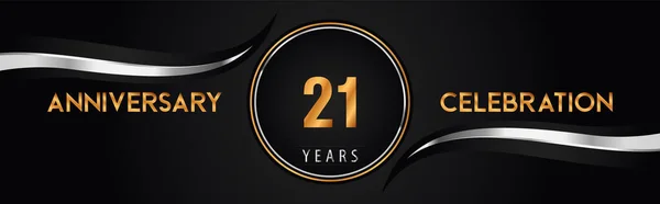 21Th Golden Silver Anniversary Logo Vector Premium Design Marriage Greetings — ストックベクタ