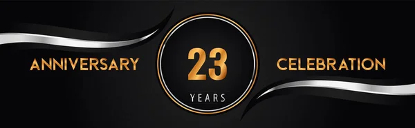 23Th Golden Silver Anniversary Logo Vector Premium Design Marriage Greetings — Stock vektor