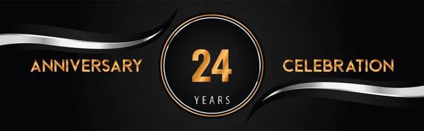 24O Vetor Logotipo Aniversário Ouro Prata Design Premium Para Casamento —  Vetores de Stock