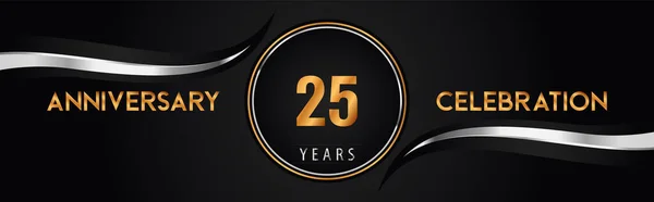 25Th Golden Silver Anniversary Logo Vector Premium Design Marriage Greetings — ストックベクタ