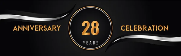 28Th Golden Silver Anniversary Logo Vector Premium Design Marriage Greetings — ストックベクタ