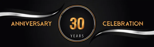 30º Oro Plata Vector Logotipo Aniversario Diseño Premium Para Matrimonio — Archivo Imágenes Vectoriales