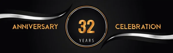 32Th Golden Silver Anniversary Logo Vector Premium Design Marriage Greetings — ストックベクタ
