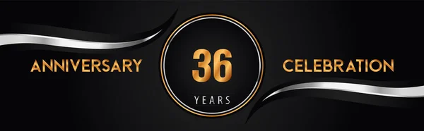 36Th Golden Silver Anniversary Logo Vector Premium Design Marriage Greetings — Stock vektor