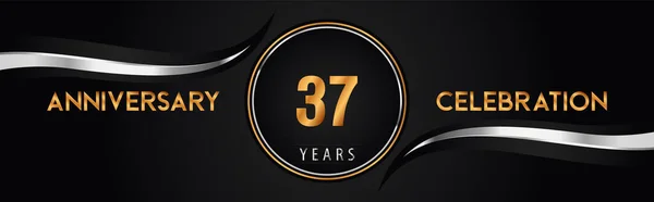 37Th Golden Silver Anniversary Logo Vector Premium Design Marriage Greetings — Stock vektor