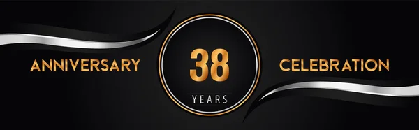 38Th Golden Silver Anniversary Logo Vector Premium Design Marriage Greetings — ストックベクタ