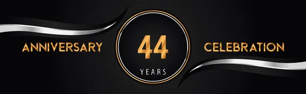 44Th Golden Silver Anniversary Logo Vector Premium Design Marriage Greetings — Stock vektor
