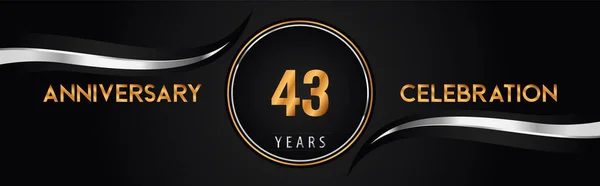 43Th Golden Silver Anniversary Logo Vector Premium Design Marriage Greetings — Stock vektor