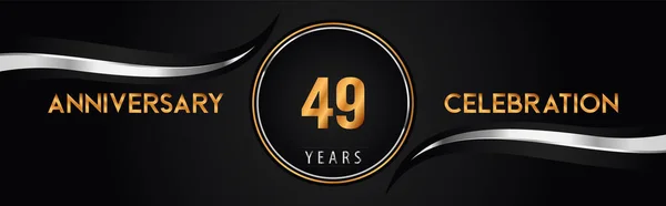 49Th Ouro Prata Aniversário Logotipo Vetor Design Premium Para Casamento — Vetor de Stock
