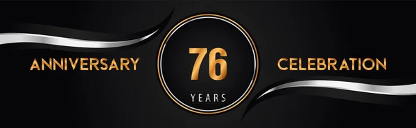 76Th Golden Silver Anniversary Logo Vector Premium Design Marriage Greetings — ストックベクタ