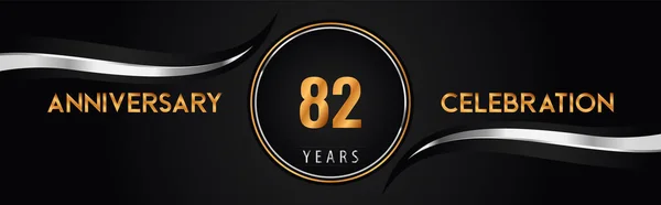 82Th Golden Silver Anniversary Logo Vector Premium Design Marriage Greetings — Stock vektor