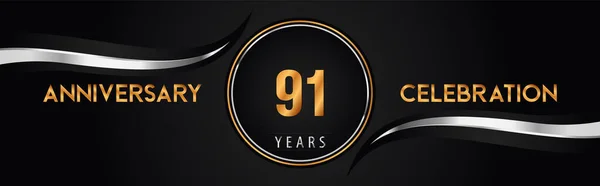 11周年記念ロゴベクトル 挨拶カード 誕生日パーティー 儀式のためのプレミアムデザイン 91周年お祝いの背景 — ストックベクタ