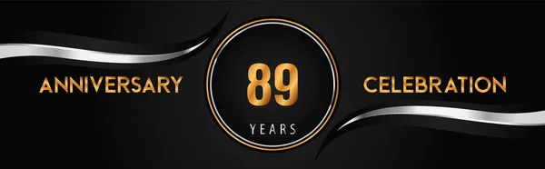 89Ste Gouden Zilveren Verjaardag Logo Vector Premium Design Voor Het — Stockvector