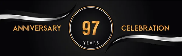 97Th Golden Silver Anniversary Logo Vector Premium Design Marriage Greetings — Stock Vector