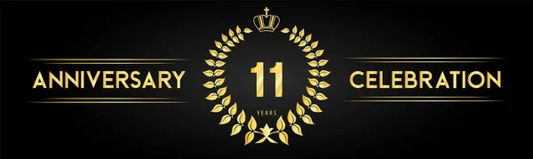 Years Anniversary Celebration Logo Laurel Wreath Royal Crown Isolated Black — Stock vektor