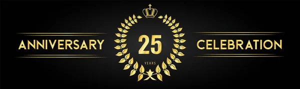 Years Anniversary Celebration Logo Laurel Wreath Royal Crown Isolated Black — Stock vektor