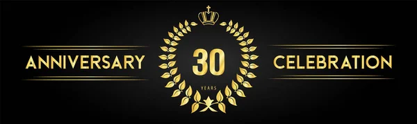 Logotipo Celebración Años Con Corona Laurel Corona Real Aislada Sobre — Vector de stock