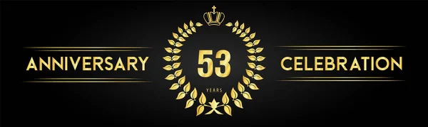 Years Anniversary Celebration Logo Laurel Wreath Royal Crown Isolated Black — Stock Vector