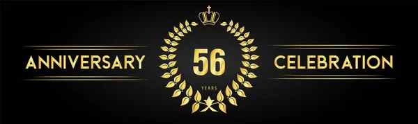 Years Anniversary Celebration Logo Laurel Wreath Royal Crown Isolated Black — Stock vektor