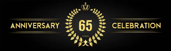 Years Anniversary Celebration Logo Laurel Wreath Royal Crown Isolated Black — Stock vektor