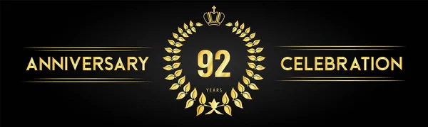 Anos Logotipo Celebração Aniversário Com Grinalda Louro Coroa Real Isolado —  Vetores de Stock