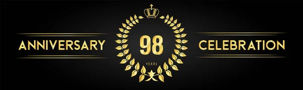 Logotipo Celebración Años Con Corona Laurel Corona Real Aislada Sobre — Archivo Imágenes Vectoriales