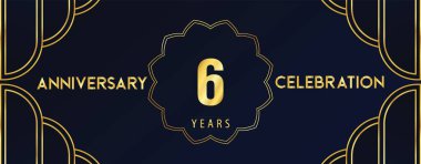 Altıncı yıl dönümü kutlama şablonu taşıyıcı. Doğum günü, evlilik, davetiye, davetiye, pankart, broşür, kitapçık, mezuniyet, tebrik kartı, poster.