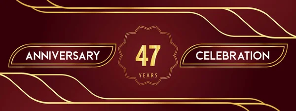 Years Anniversary Celebration Logotype Decorative Gold Frames Dark Red Background — Stock Vector