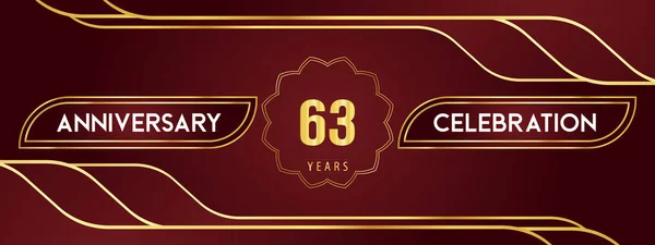 Logotipo Celebración Del Aniversario Con Marcos Decorativos Dorados Sobre Fondo — Archivo Imágenes Vectoriales
