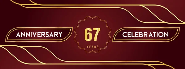 Years Anniversary Celebration Logotype Decorative Gold Frames Dark Red Background — Stock Vector