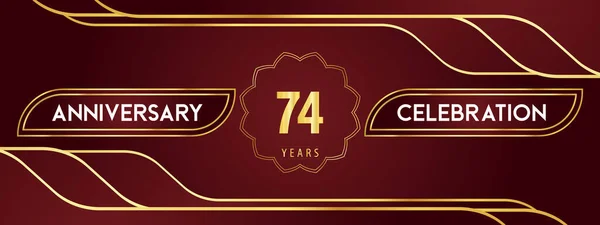Years Anniversary Celebration Logotype Decorative Gold Frames Dark Red Background — Stock vektor
