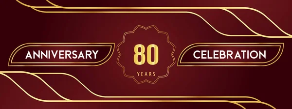 Years Anniversary Celebration Logotype Decorative Gold Frames Dark Red Background — Stock Vector