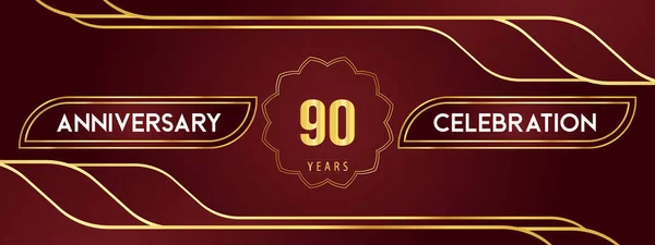 Logotipo Celebración Años Con Marcos Decorativos Dorados Sobre Fondo Rojo — Archivo Imágenes Vectoriales