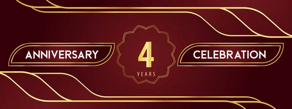 Years Anniversary Celebration Logotype Decorative Gold Frames Dark Red Background — Stock Vector