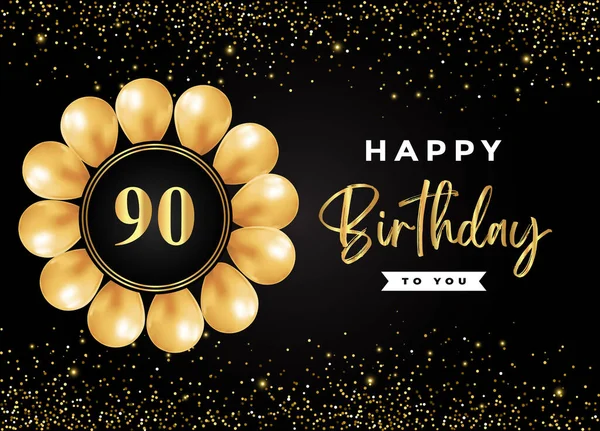 Happy 89Th Birthday Gold Balloon Gold Glitter Isolated Black Background — Stock vektor