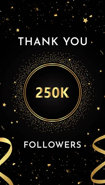 Дякую 250K Або 250 Тисяч Послідовників Золотими Блискітками Конфетті Ізольовані — стоковий вектор