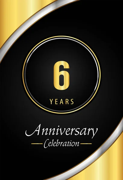 Years Anniversary Celebration Template Design Vector Eps Gold Silver Circle — Vetor de Stock