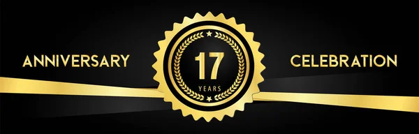 Years Anniversary Celebration Gold Badges Laurel Wreaths Isolated Luxury Background — Stock vektor