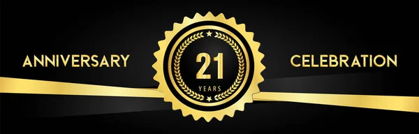 Years Anniversary Celebration Gold Badges Laurel Wreaths Isolated Luxury Background — ストックベクタ