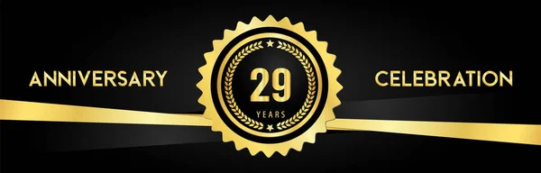 Years Anniversary Celebration Gold Badges Laurel Wreaths Isolated Luxury Background — Image vectorielle