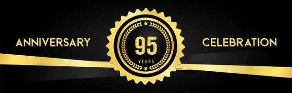 Years Anniversary Celebration Gold Badges Laurel Wreaths Isolated Luxury Background — Stock vektor