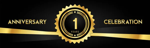Years Anniversary Celebration Gold Badges Laurel Wreaths Isolated Luxury Background — Vettoriale Stock