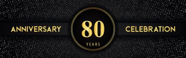 80 years anniversary celebration with circle frame and dotted line isolated on black background. Premium design for birthday party, graduation, weddings, ceremony, greetings card, anniversary logo.